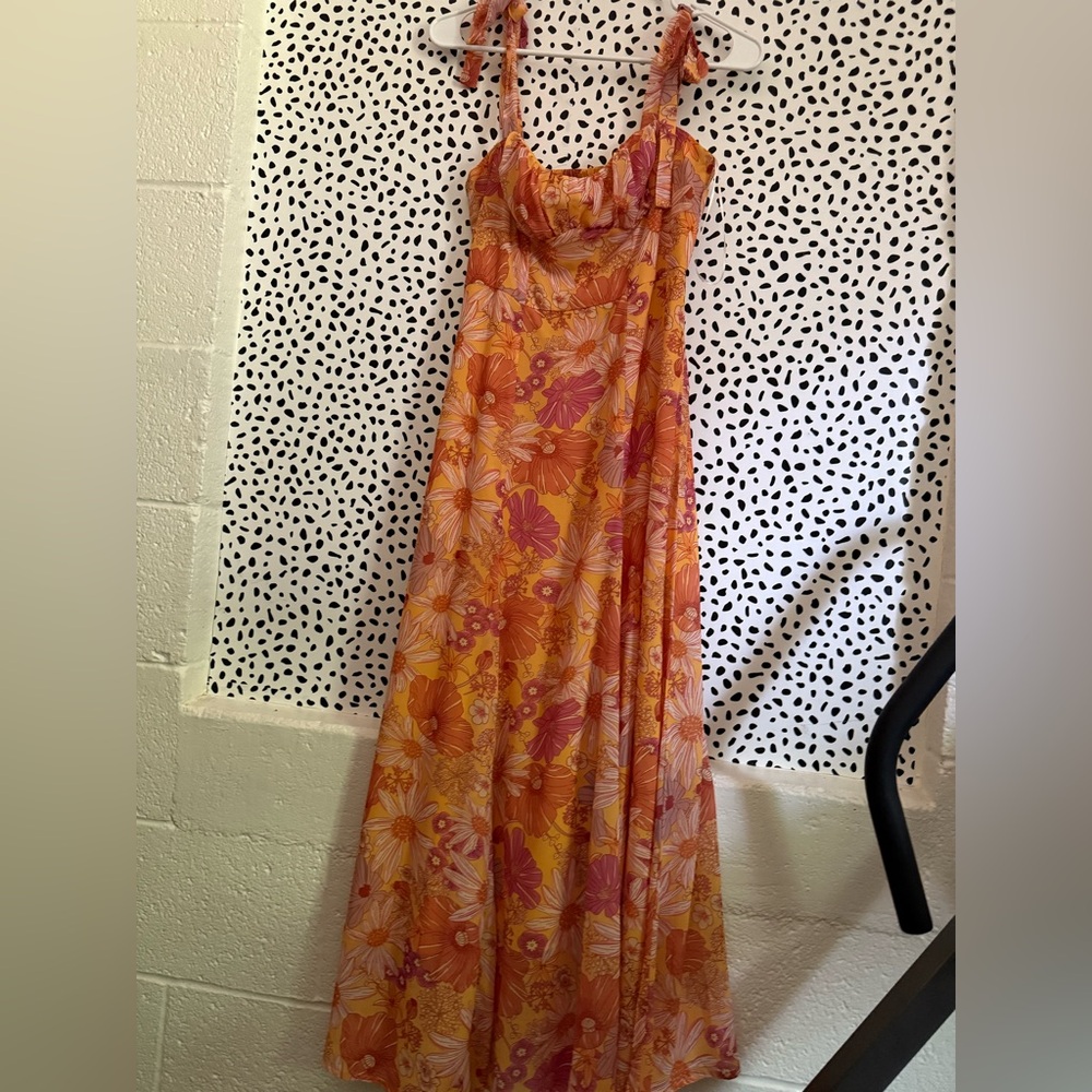 Hello Molly Orange Pink Cowl Neck Maxi Dress